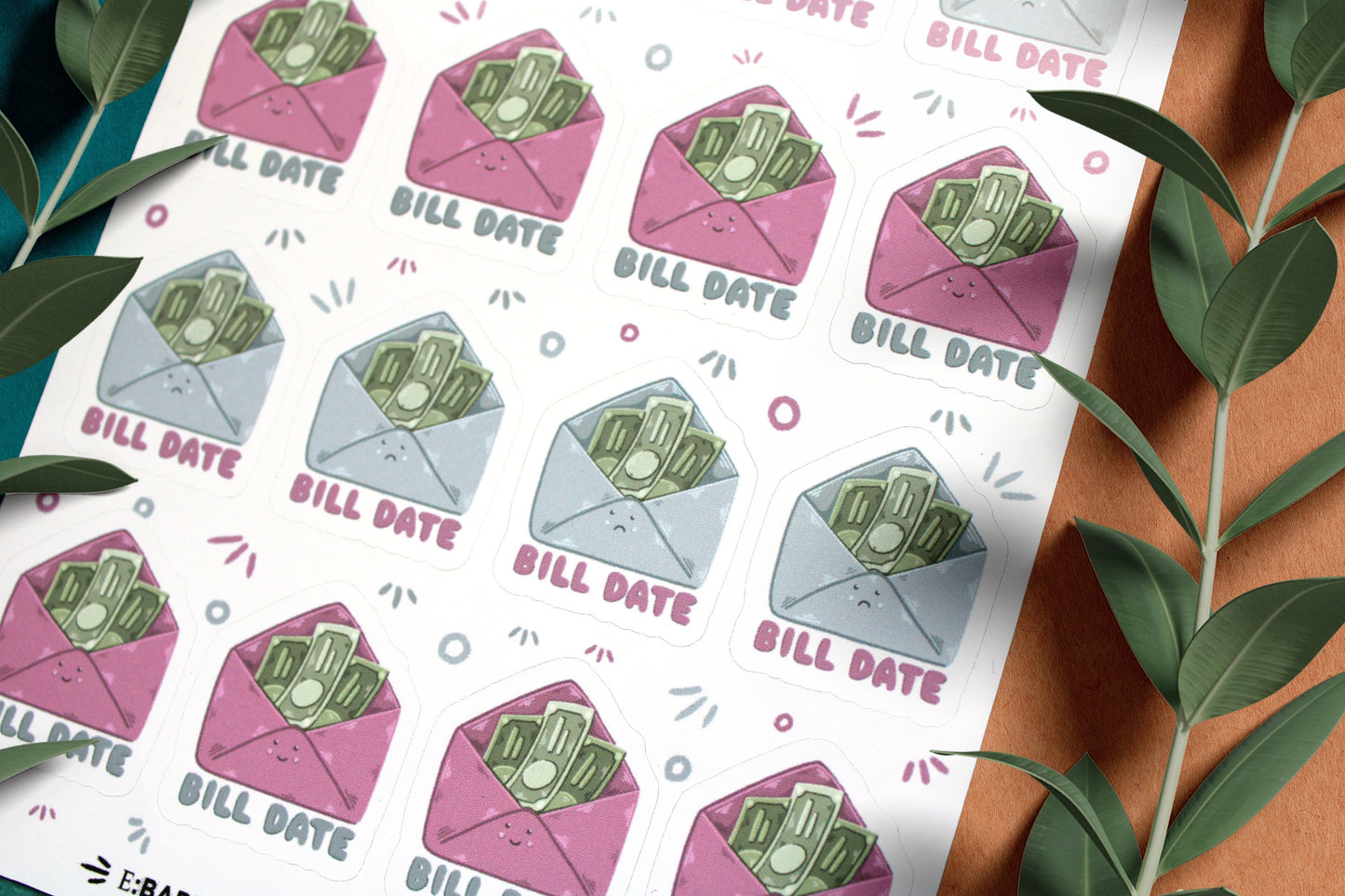 16 Bill Date stickers , planner bill due stickers , pay day stickers , planner stickers , Bill date Envelopes , sticker , sticker sheet cute