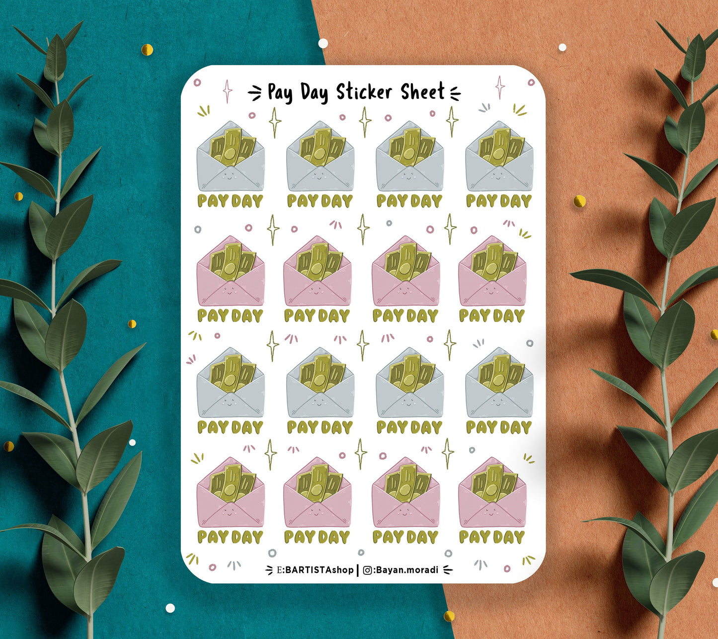 16 Pay Day stickers , planner payday stickers , illustrated planner stickers , finance, Bill date Envelopes , sticker , sticker sheet , cute