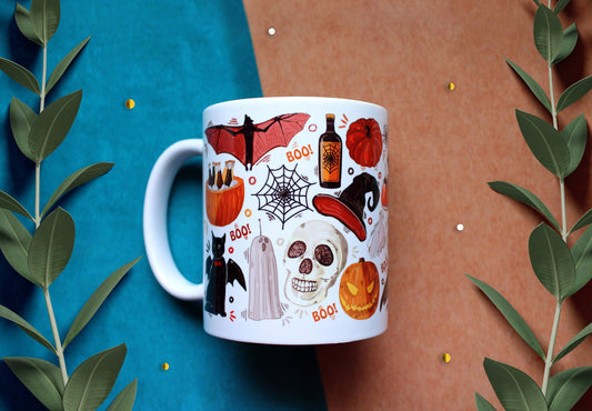 Boo Ceramic Mug, Halloween Mug, Halloween teacup, Autumn cup, witchy Mug, Gothic Mug, Fall coffee cup, Autumn Mug, Pumpkin Mug, Gift